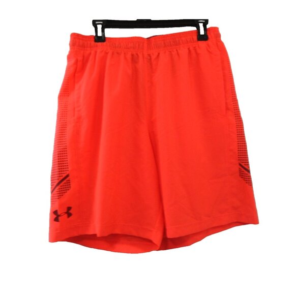 Under Armour Swim Trunks Mens Large Heat Gear Neon Orange Summer Preppy Pockets - Picture 1 of 9
